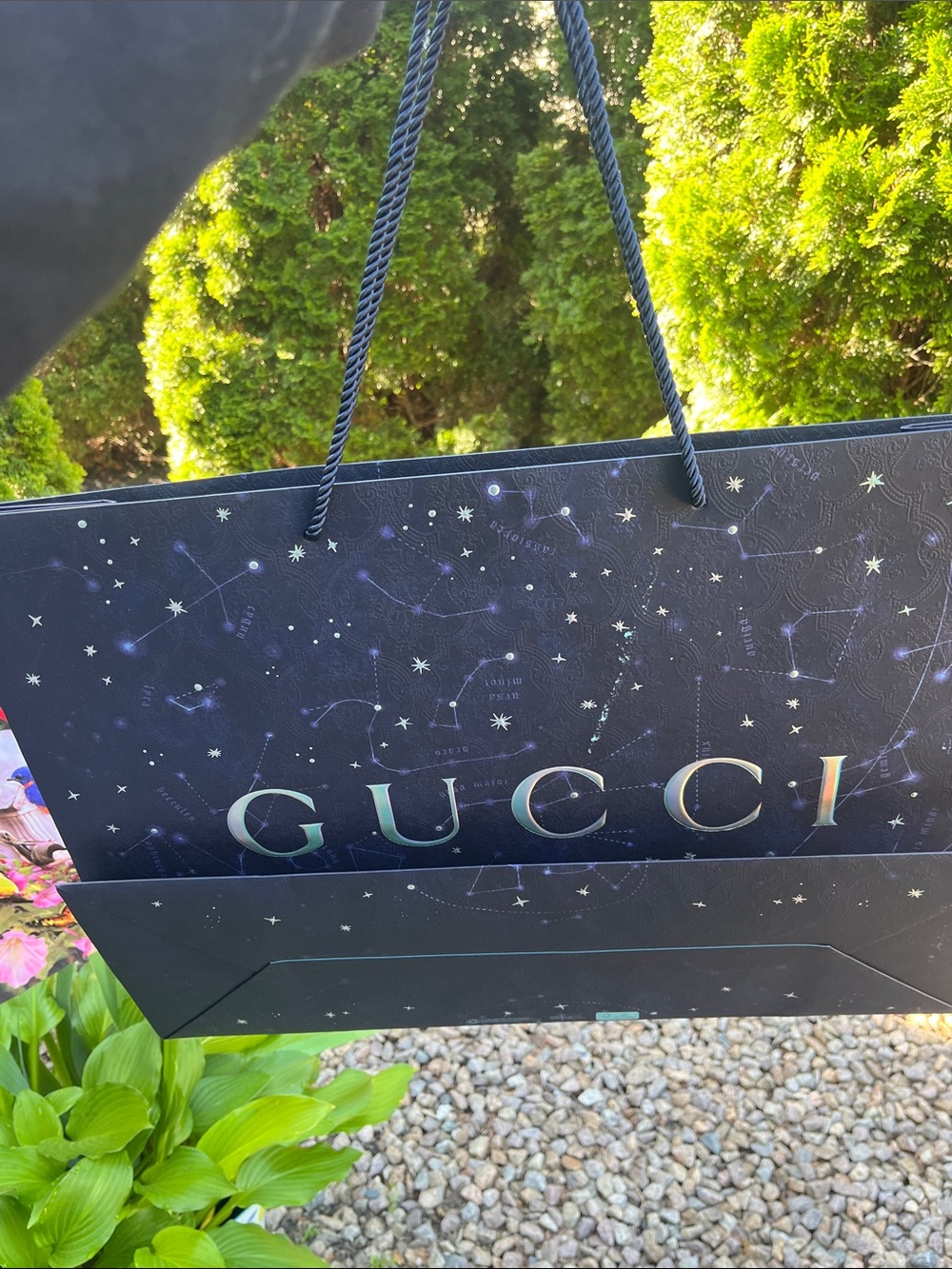 Gucci Navy Constellation Shopping Bag with Iridescent Logo - Picture 2 of 2